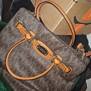 Michael Kors Signature Brown and Tan Satchel